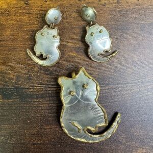 🐈‍⬛#76. Elegante Vintage Set Clip On Earrings/Pendant